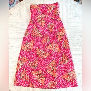 Lilly Pulitzer strapless dress, pink butterfly print, size 4, like new condition